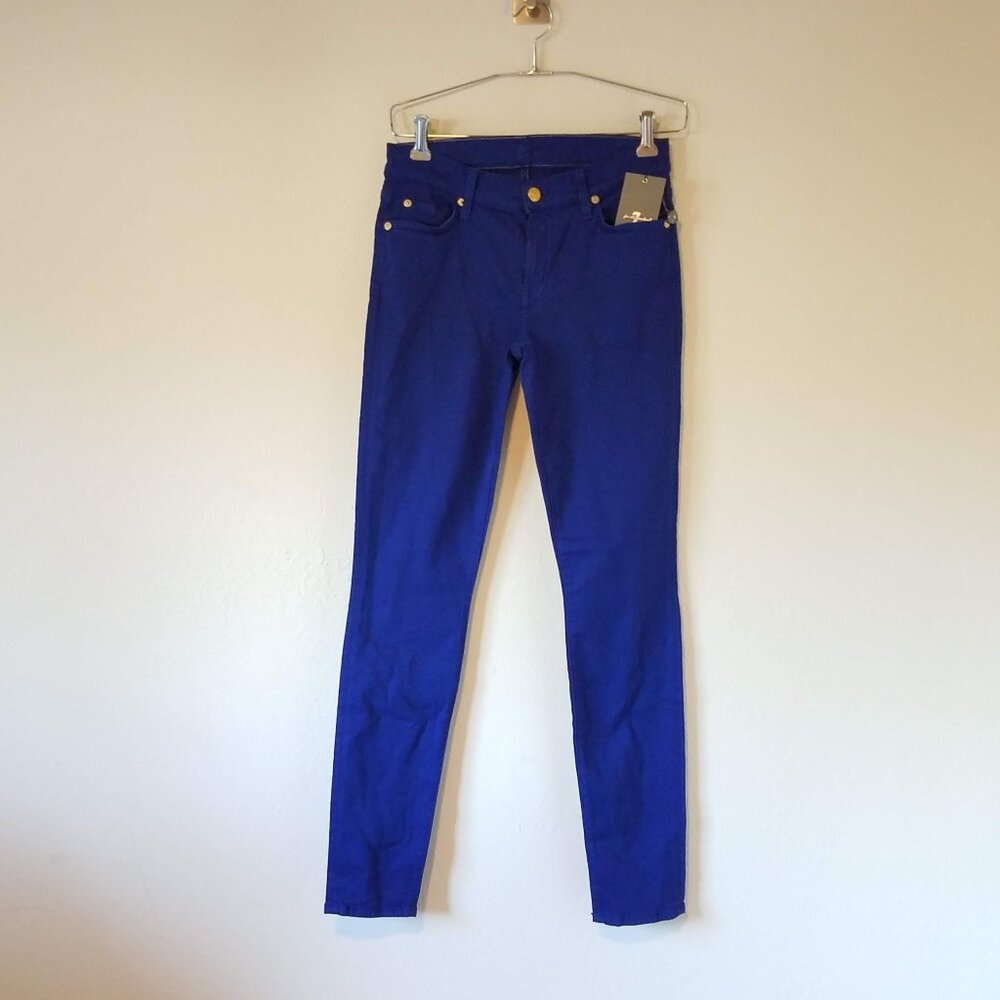 7 for All Mankind Jeans Women's 27 The Skinny Slim Illusion Blue AU0150181A NWT - Picture 1 of 12